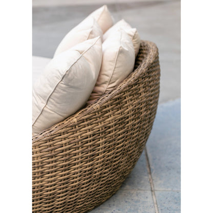 Havana Outdoor Round Daybed by Sunset West in tobacco. Made from resin wicker in a modern style.