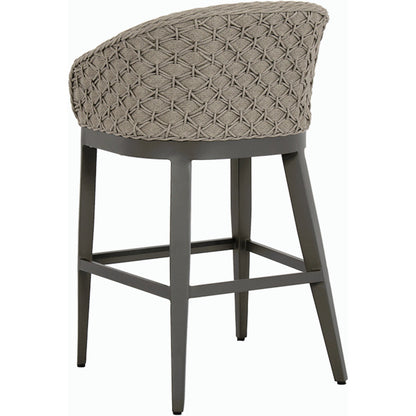 Marbella Outdoor Barstool by Sunset West in graphite. Made from olefin rope in a modern style.
