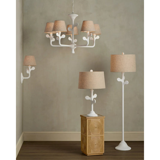 Charny Table Lamp by Currey and Company in white gesso. Made from composite in a coastal style.