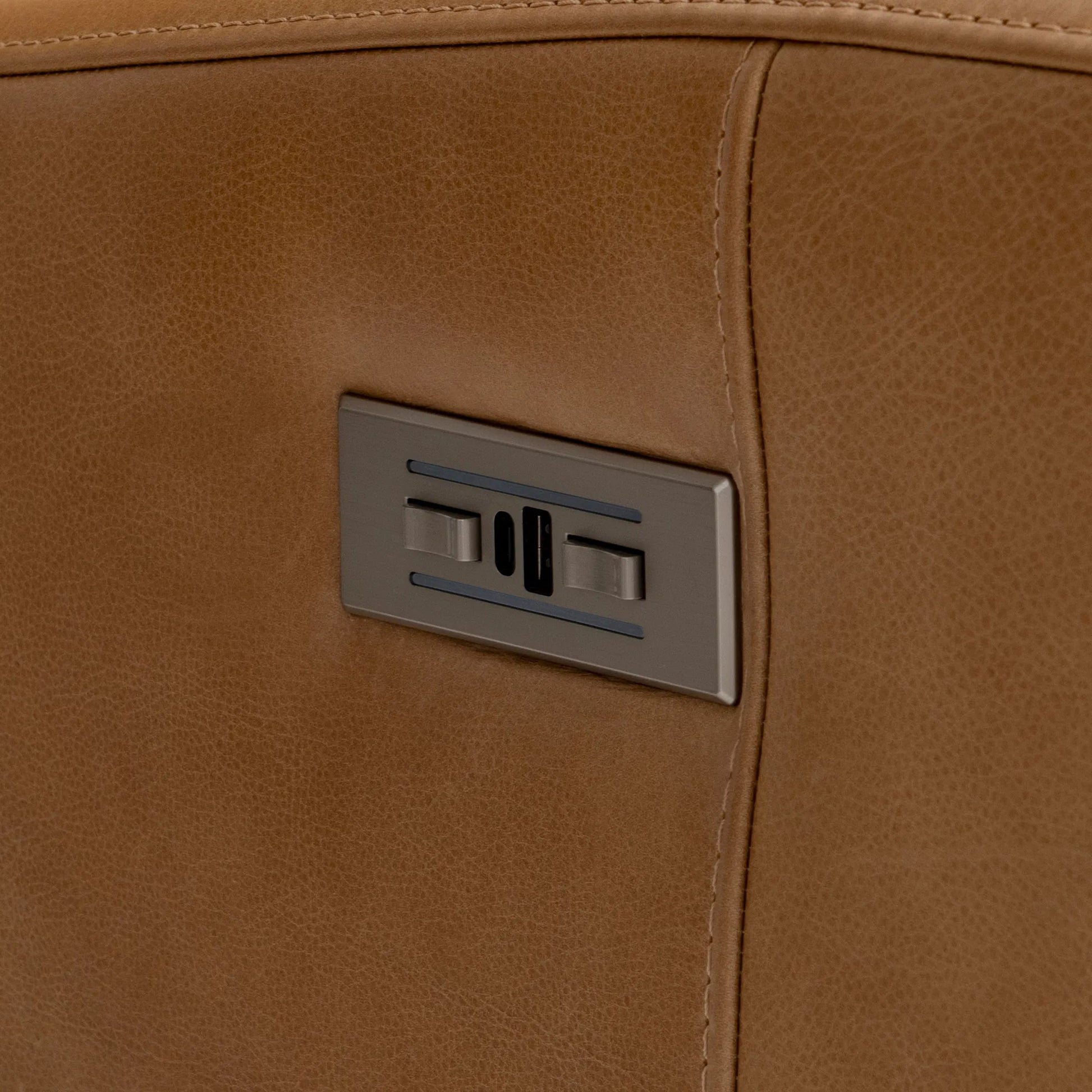 Dillon Leather Recliner by Bernhardt in beige, tan. Made from leather in a traditional style.