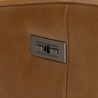 Dillon Leather Recliner by Bernhardt in beige, tan. Made from leather in a traditional style.