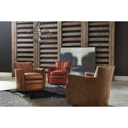 Carson Swivel Chair by Hooker Furniture. Made from leather in a traditional style.