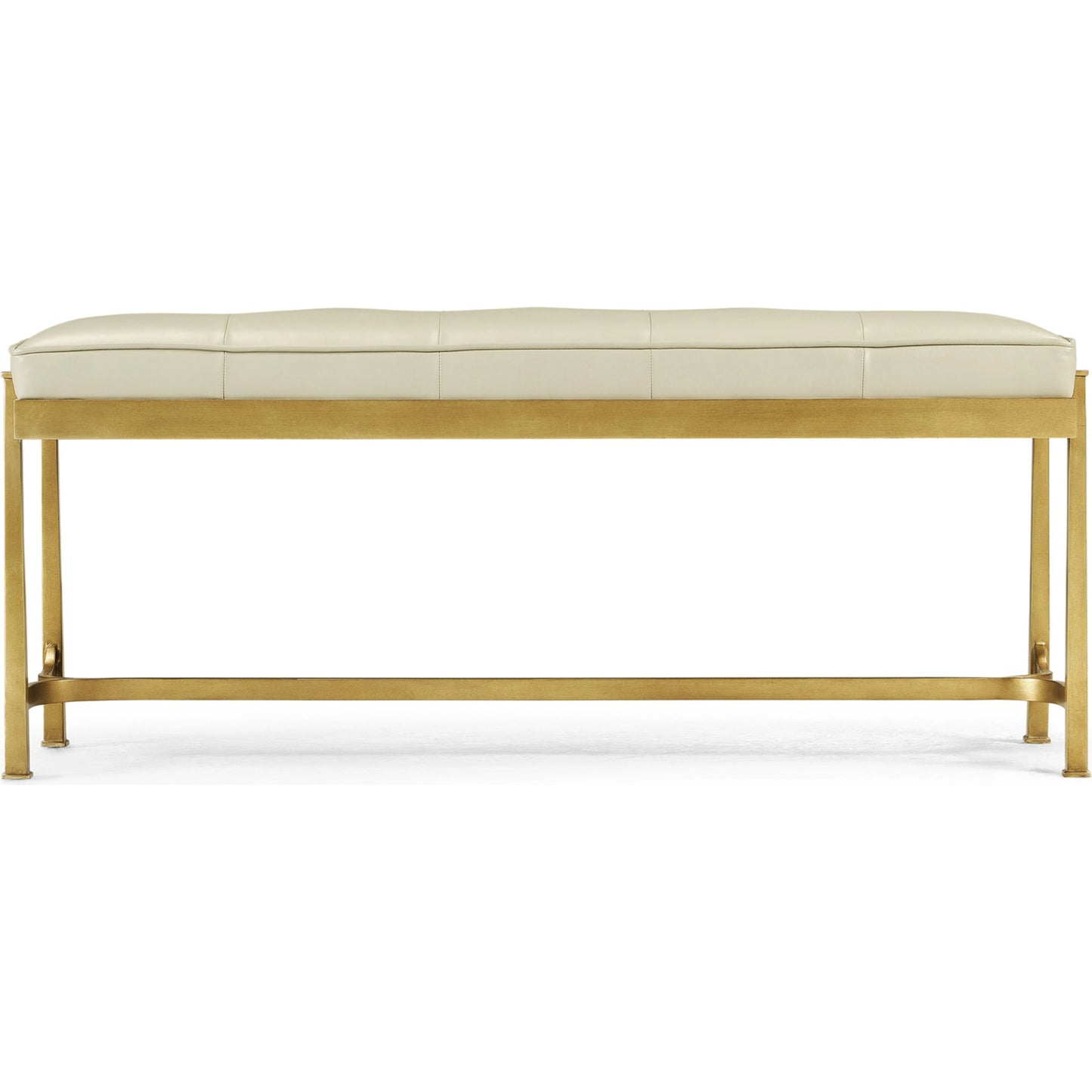 002 SI-1991046 | Additional Silo | Luxe Gilded Iron & Cream Leather Bench by Jonathan Charles in gilded gold. Made from iron in a modern style.