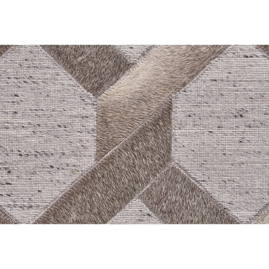 Fannin Transitional Geometric Rug - 0752F by Feizy in gray, taupe, silver. Made from viscose, leather in a unique style.