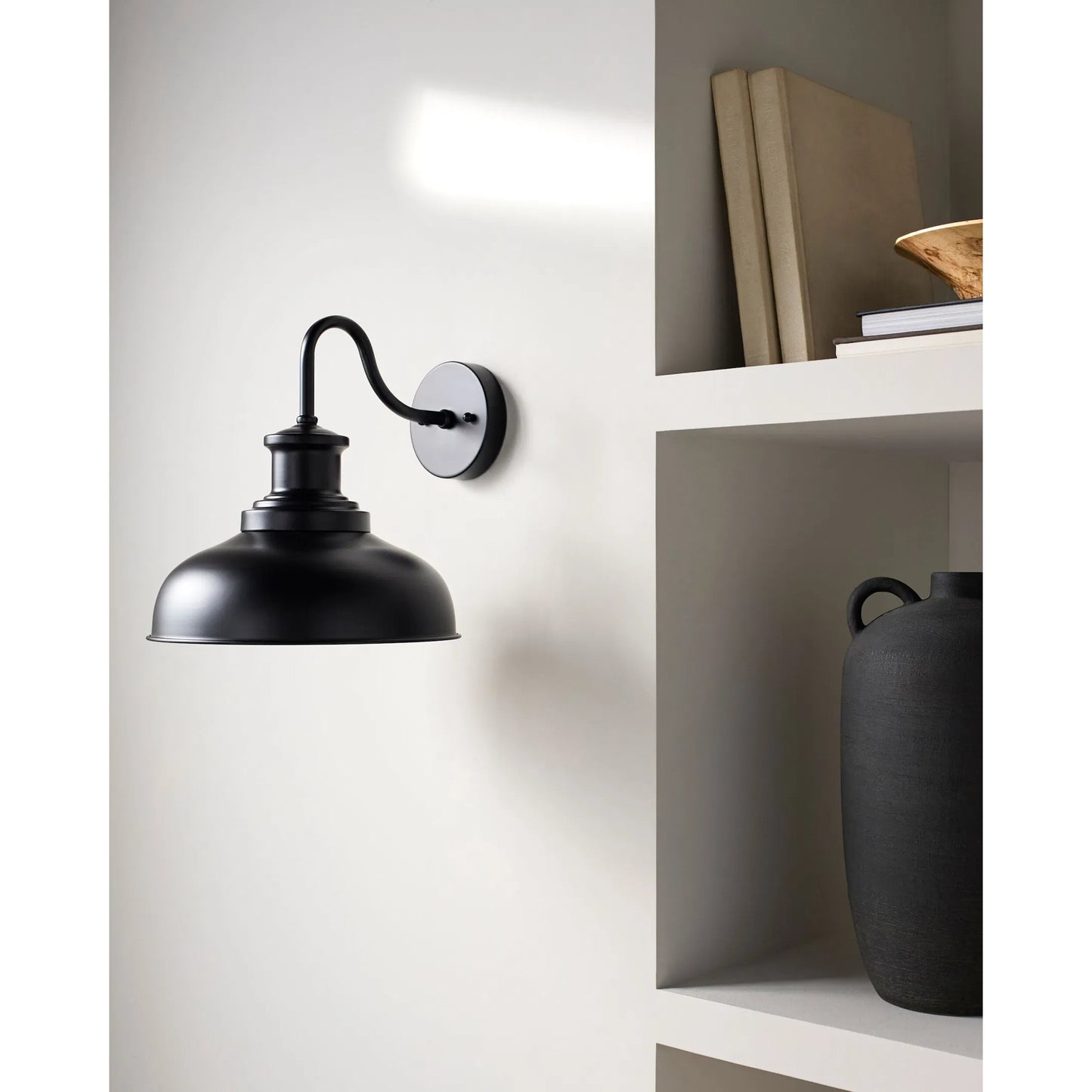 003 SI-2245618 | Lifestyle | Kazuto Indoor/Outdoor Wall Sconce by Livabliss in fixture: black; shade (outside): black; shade (inside): gold; cord: black and paintedmetallicpaintedpainted. Made from iron, metal in a modern style.