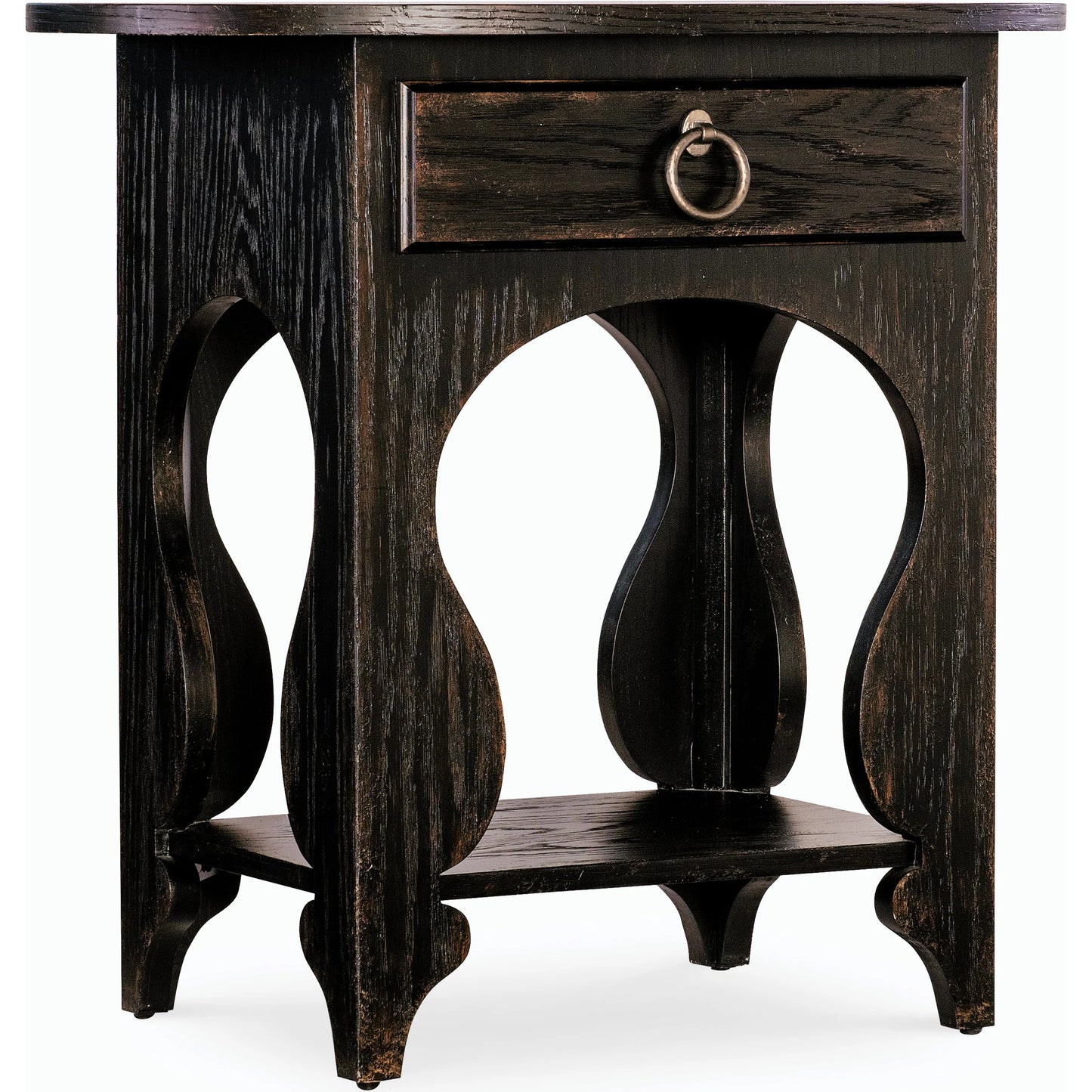 002 SI-2185805 | Primary Silo | Americana One-Drawer Oval Nightstand by Hooker Furniture. Made from oak veneers in a modern style.