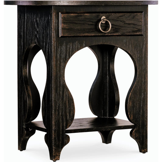 Americana One-Drawer Oval Nightstand by Hooker Furniture. Made from oak veneers in a modern style.