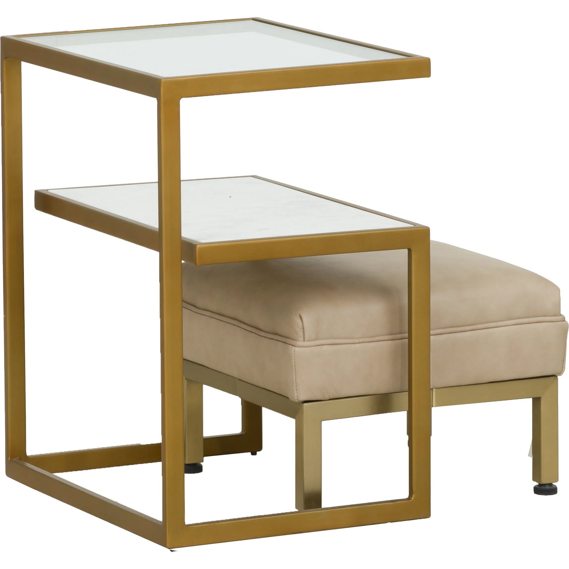 Libby Langdon Jayden Drink Table by Fairfield Chair in gold and champagne. Made from metal, carrara marble in a unique style.