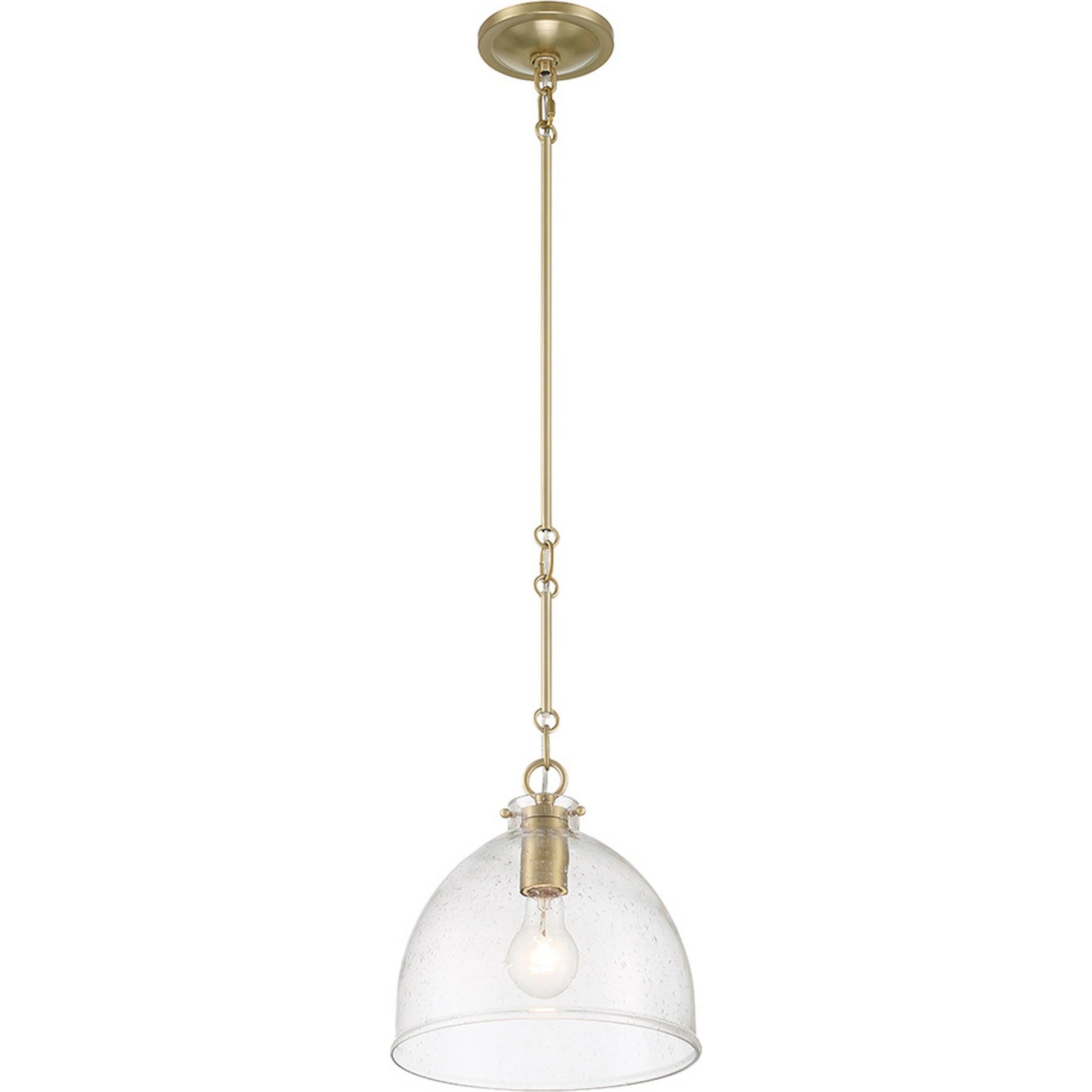 Quinn Seeded Glass 1-Light Pendant by Lumanity in antiqued brass. Made from metal, glass in a modern style.