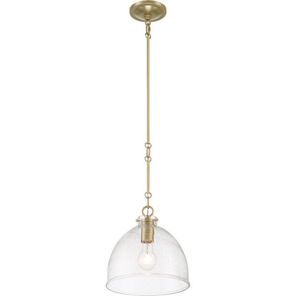 Quinn Seeded Glass 1-Light Pendant by Lumanity in antiqued brass. Made from metal, glass in a modern style.