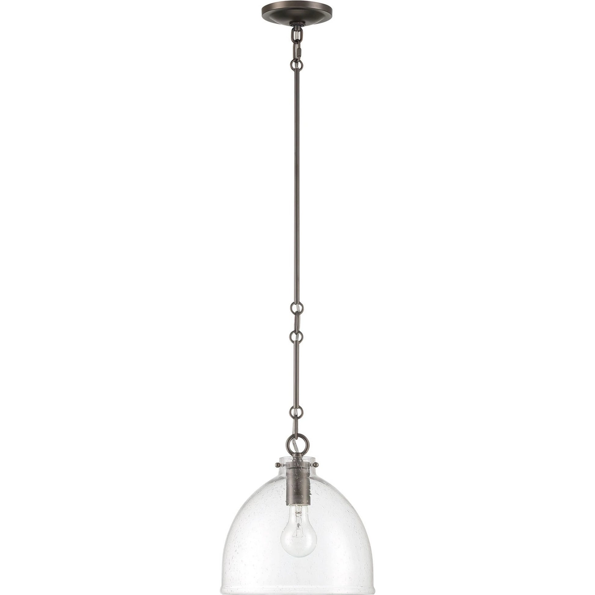 Quinn Seeded Glass 1-Light Pendant by Lumanity in antiqued brass. Made from metal, glass in a modern style.