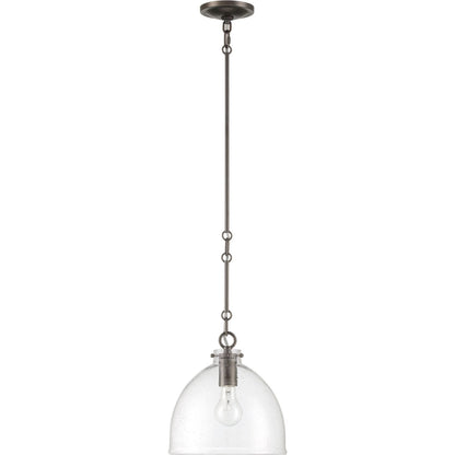Quinn Seeded Glass 1-Light Pendant by Lumanity in antiqued brass. Made from metal, glass in a modern style.