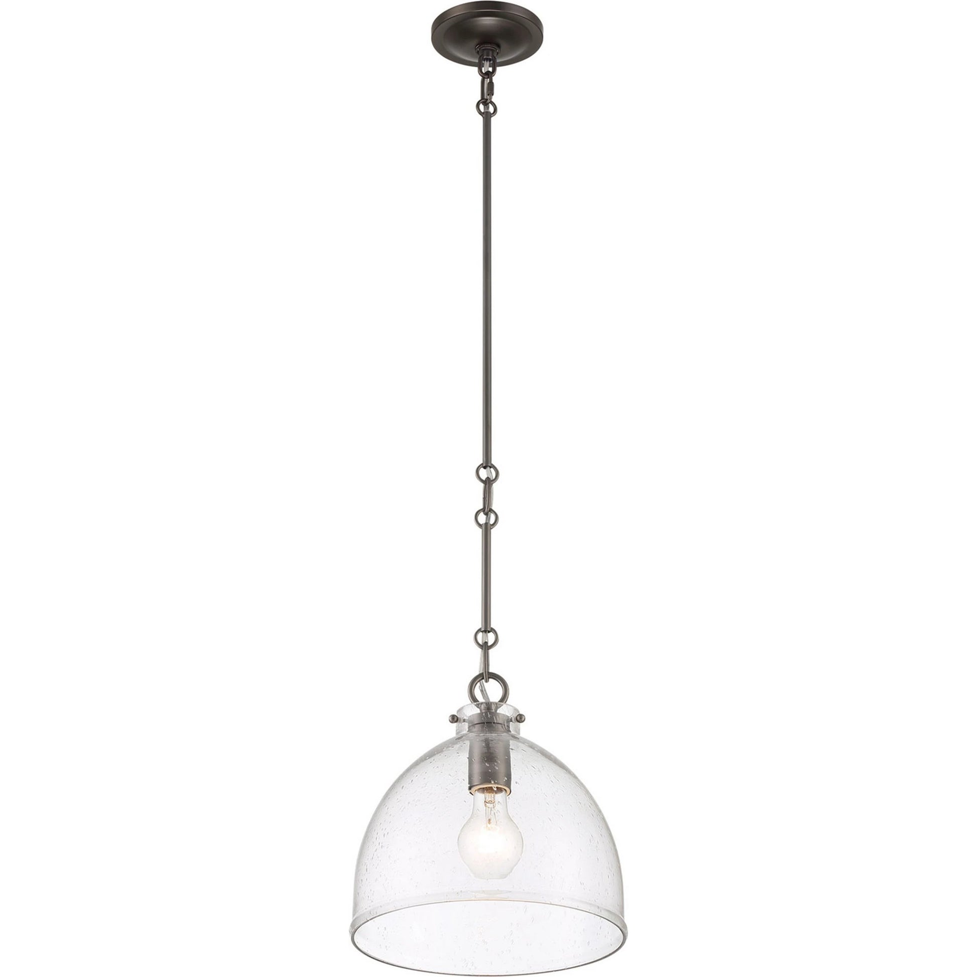 Quinn Seeded Glass 1-Light Pendant by Lumanity in antiqued brass. Made from metal, glass in a modern style.