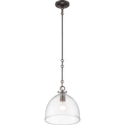 Quinn Seeded Glass 1-Light Pendant by Lumanity in antiqued brass. Made from metal, glass in a modern style.