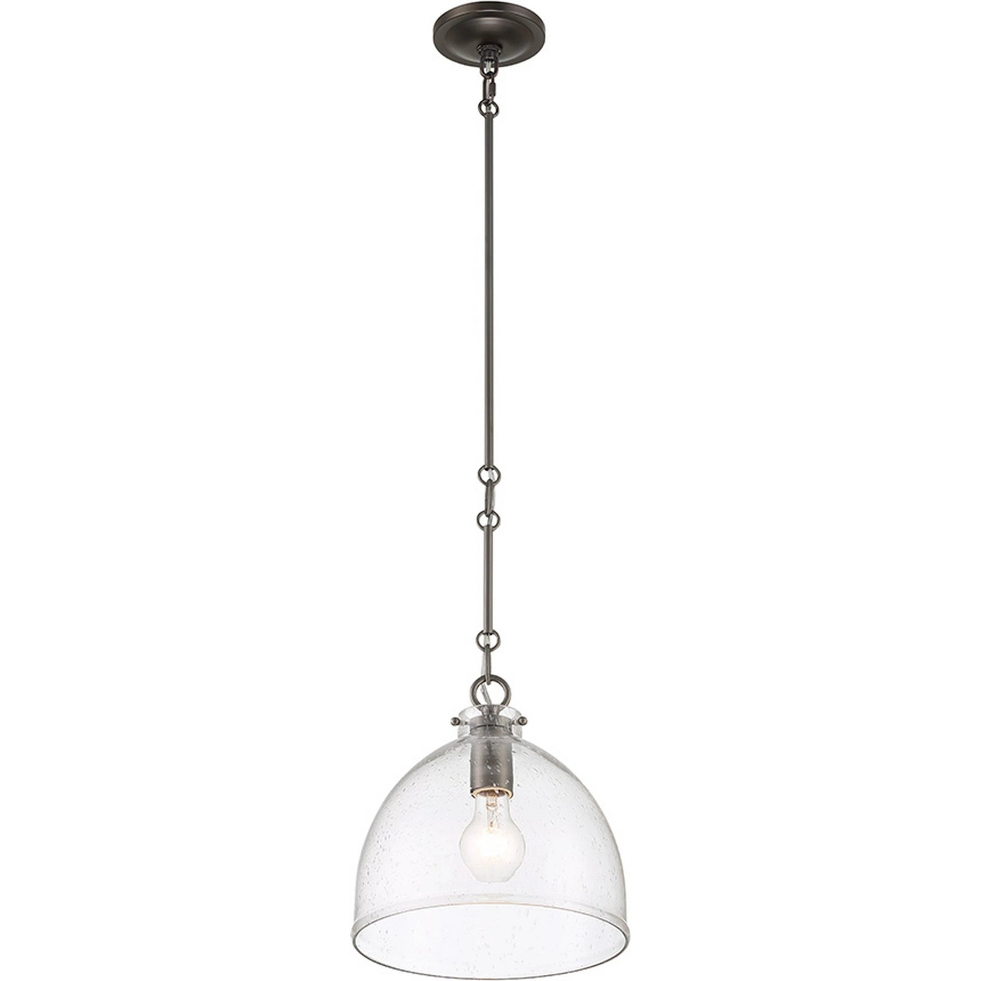 Quinn Seeded Glass 1-Light Pendant by Lumanity in antiqued brass. Made from metal, glass in a modern style.