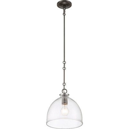 Quinn Seeded Glass 1-Light Pendant by Lumanity in antiqued brass. Made from metal, glass in a modern style.
