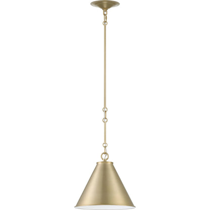 Lincoln Tapered Metal 11" Dome Pendant Light by Lumanity in antiqued brass. Made from metal in a modern style.