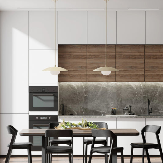 Declan Disc 18" Pendant Ceiling Light by Lumanity. Made from metal, glass in a modern style.