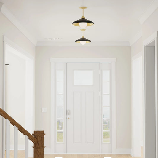 Brooks Semi-Flush Mount Ceiling Barn Light by Lumanity. Made from metal in a modern style.