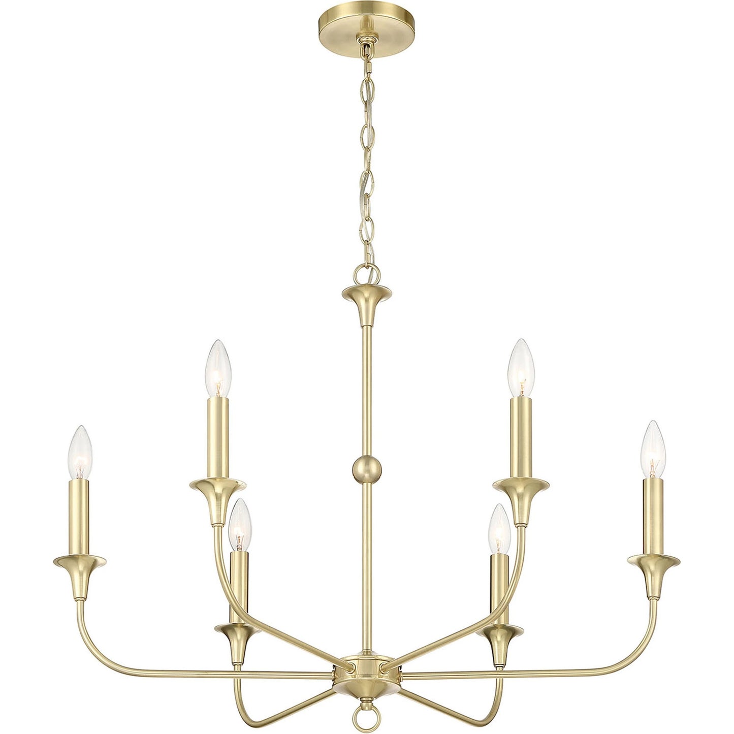 001 SI-1965965 | Primary Silo | Charlotte Chandelier by Lumanity in classic satin brass. Made from iron in a modern style.