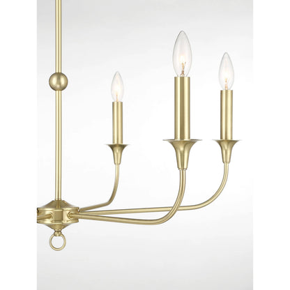 Charlotte Chandelier by Lumanity in classic satin brass. Made from iron in a modern style.