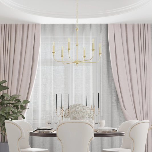 Charlotte Chandelier by Lumanity in classic satin brass. Made from iron in a modern style.