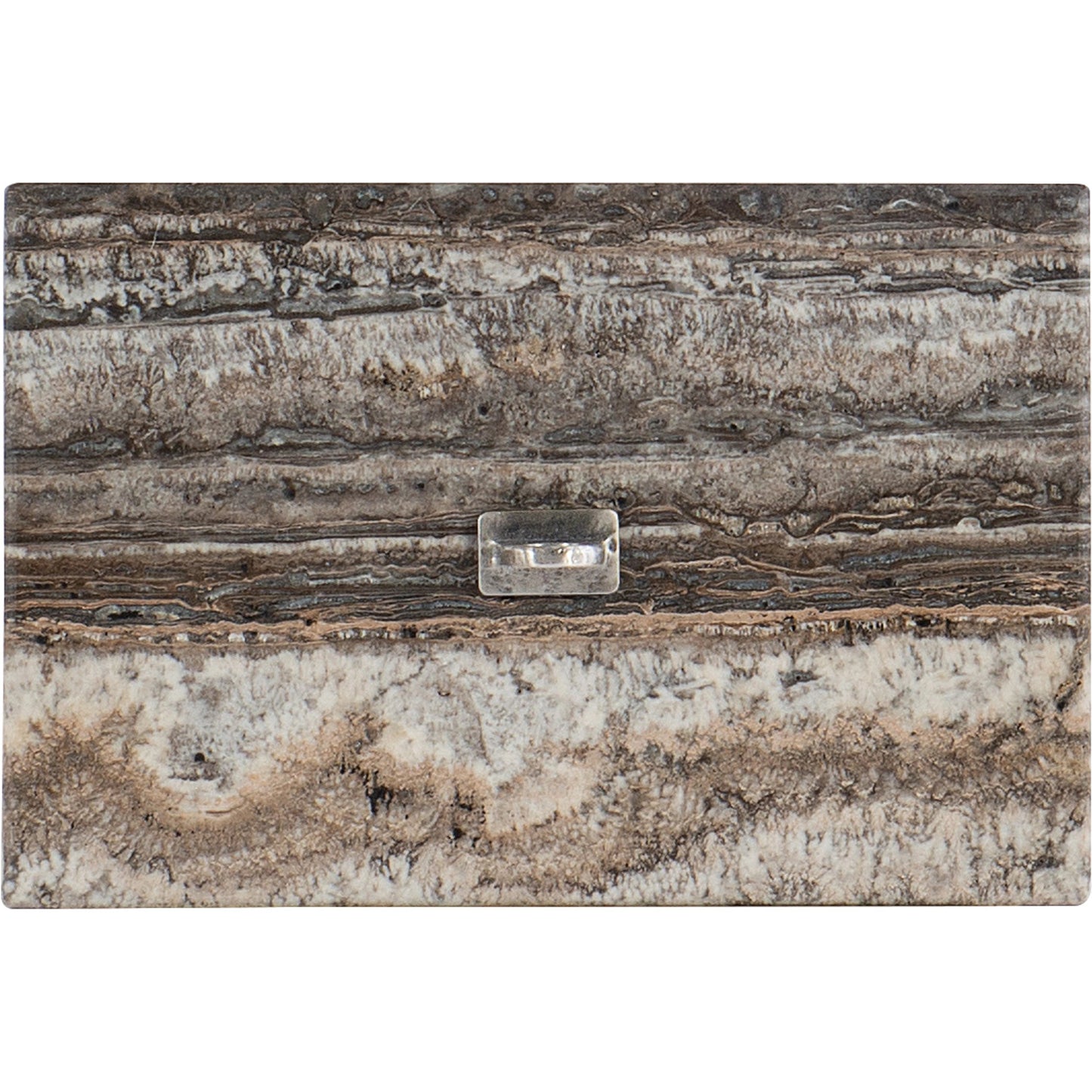 003 SI-1959548 | Closeup | Chapman Drink Table by Hooker Furniture in pewter. Made from metal base with honed silver travertine stone top in a modern style.