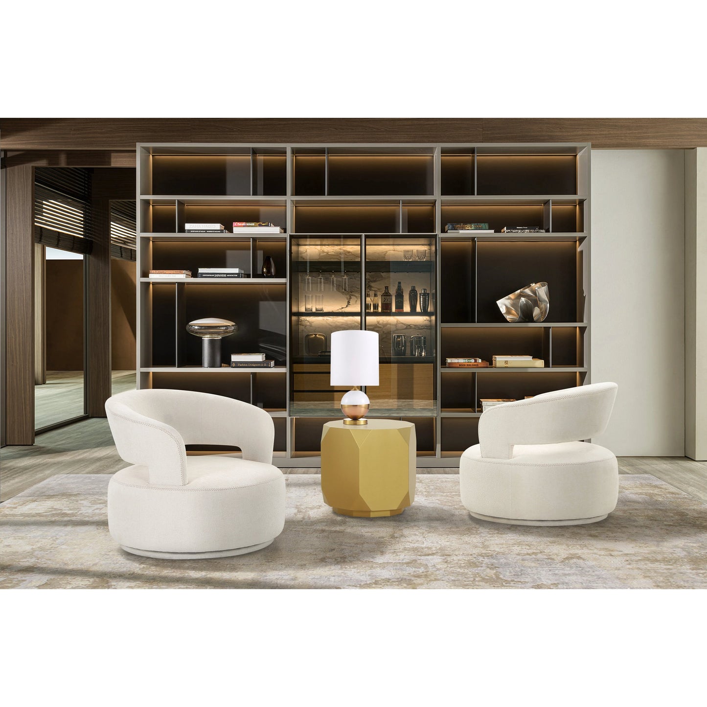 003 SI-2030371 | Lifestyle | Selva Side Table by Pasargad Home in gold. Made from mdf in a modern style.