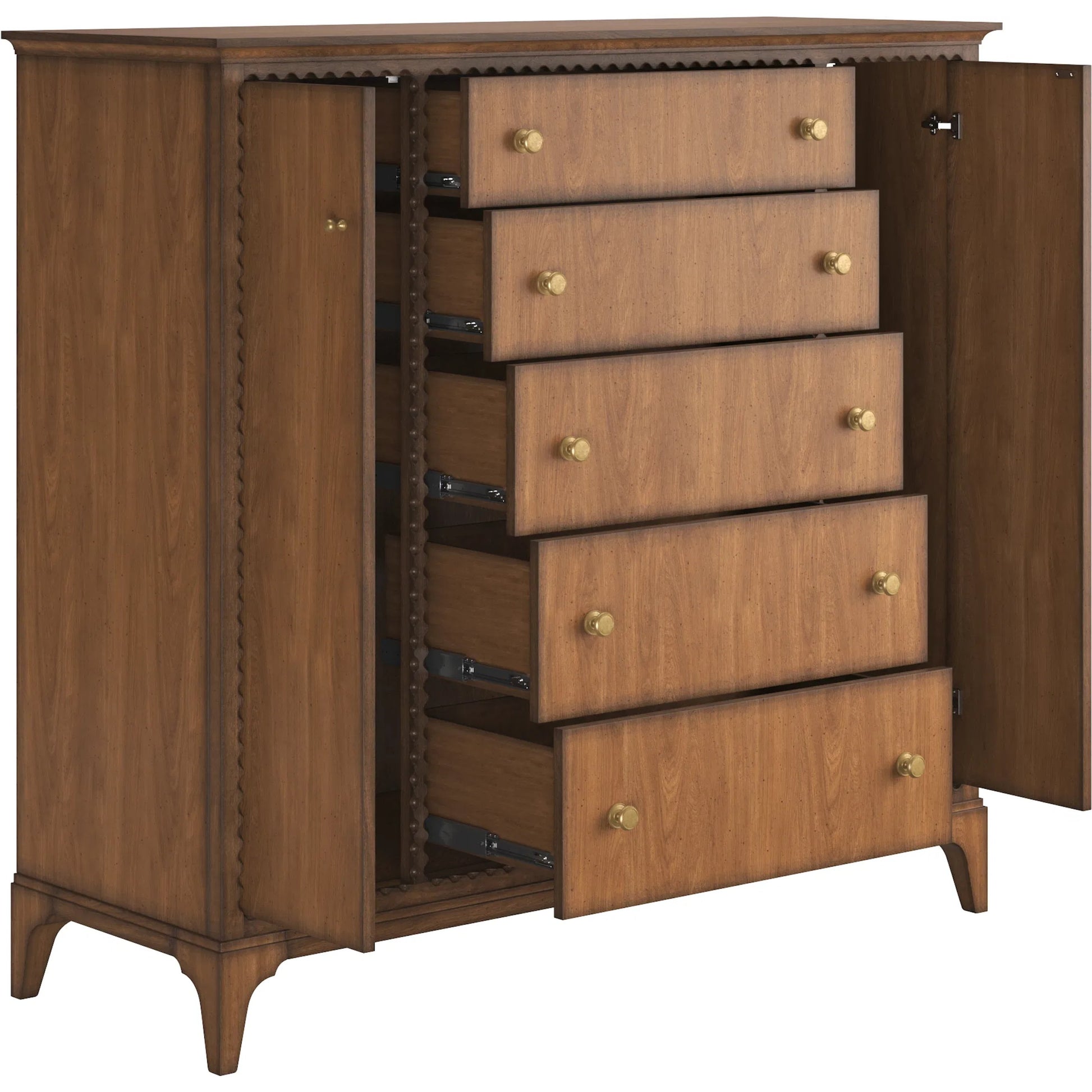 Harbor Door-Drawer Chest by A.R.T. Furniture in lakeside sepia. Made from rubber wood solid, prima vera quarter cut, light figure veneer in a traditional style.