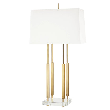 Williamsburg Linear Pendant by Hudson Valley in aged brass. Made from steel in a transitional style.