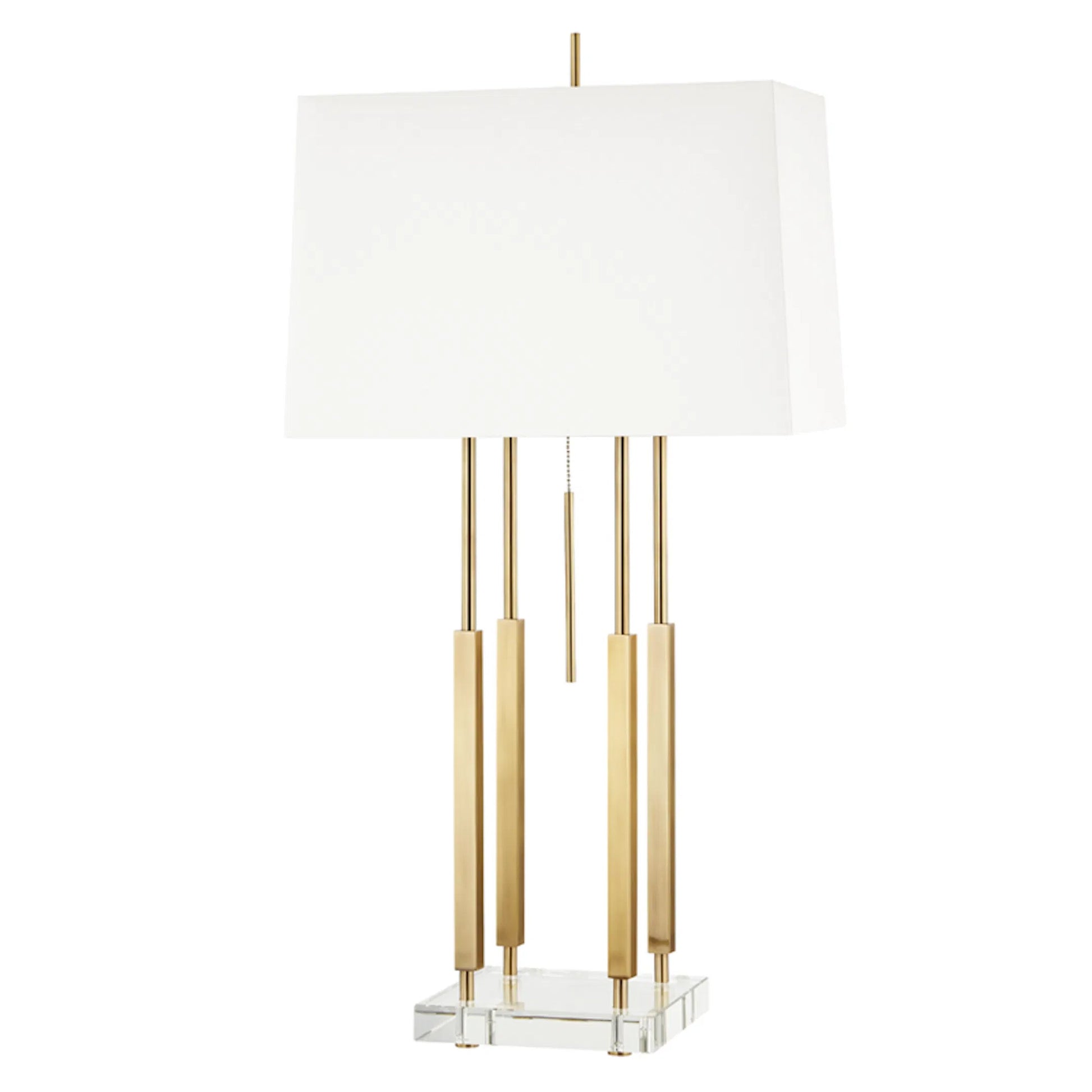 Williamsburg Linear Pendant by Hudson Valley in aged brass. Made from steel in a transitional style.