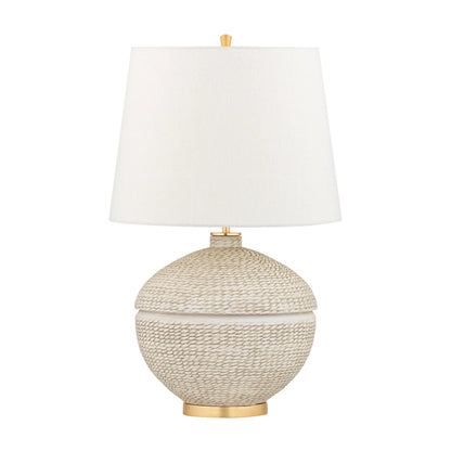 Katonah Table Lamp by Hudson Valley in gold leaf. Made from steel in a coastal style.