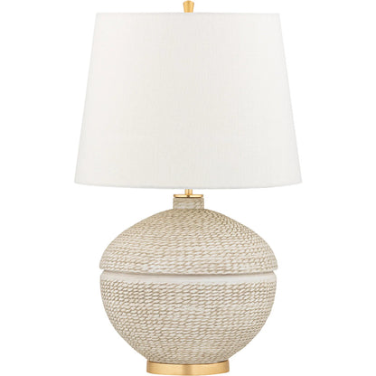 Katonah Table Lamp by Hudson Valley in gold leaf. Made from steel in a coastal style.