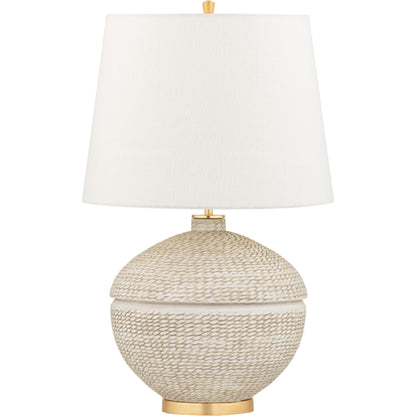 Katonah Table Lamp by Hudson Valley in gold leaf. Made from steel in a coastal style.