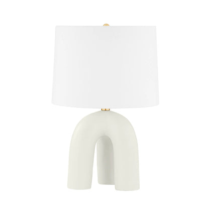 Mills Pond Lamp by Hudson Valley in satin ivory. Made from aged brass, satin ivory in a modern style.