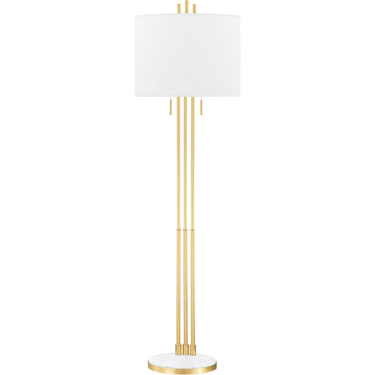 Remsen Floor Lamp by Hudson Valley in aged brass. Made from steel in a transitional style.