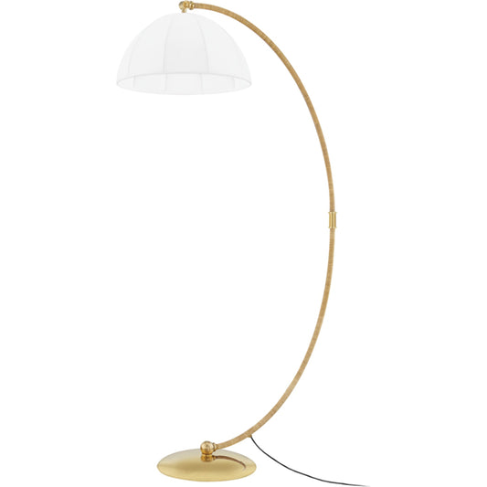 Montague Floor Lamp by Hudson Valley in aged brass. Made from brass in a modern style.