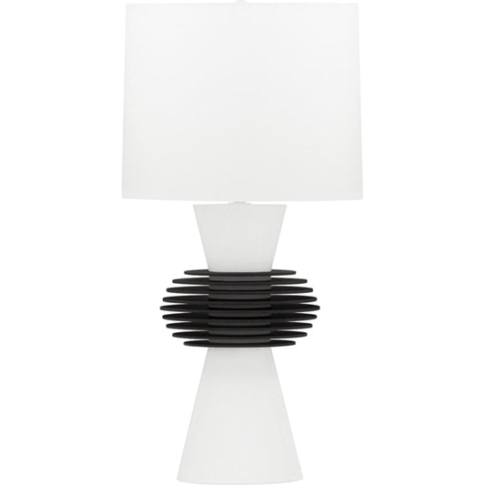 Astor Table Lamp by Hudson Valley in aged iron, white plaster. Made from steel in a modern style.