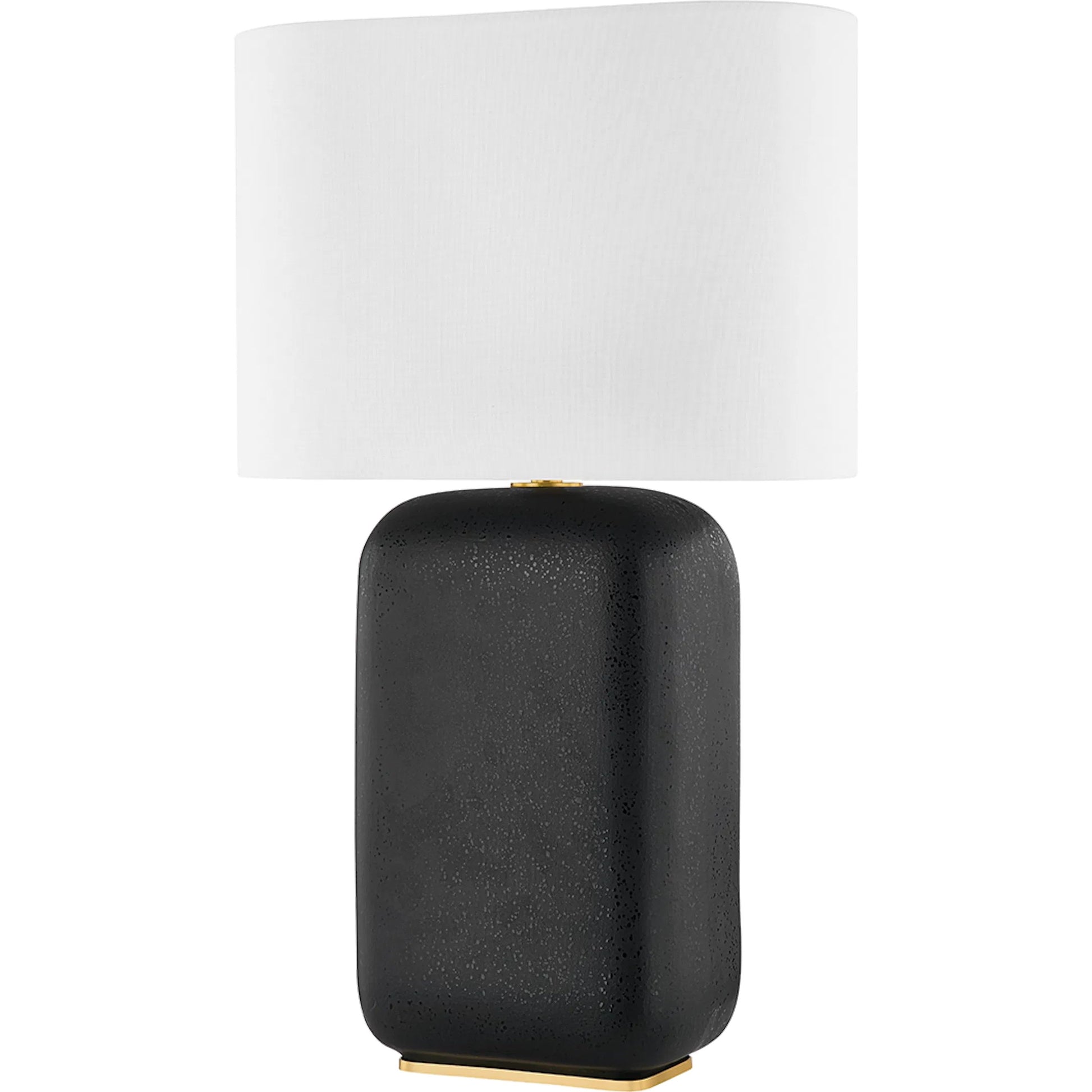 Arthur Table Lamp by Hudson Valley in aged brass, black lava ceramic. Made from ceramic in a modern style.