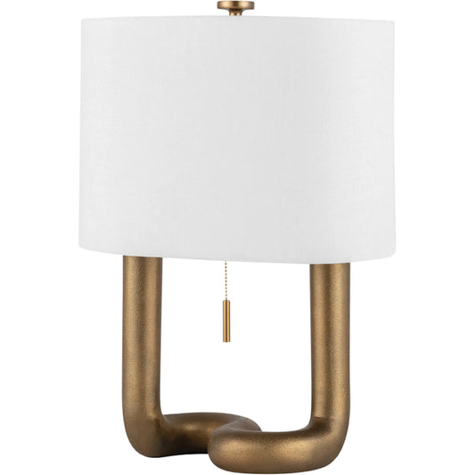 Armonk Table Lamp by Hudson Valley in aged brass. Made from aluminum in a unique style.