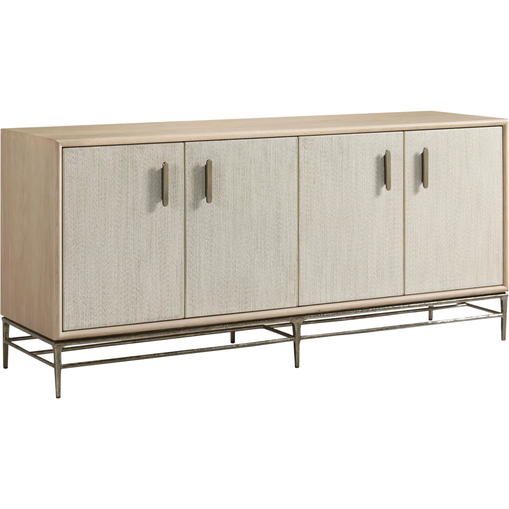 Clapotis Entertainment Console by Jonathan Charles in whitewash cord. Made from main rope in a unique style.