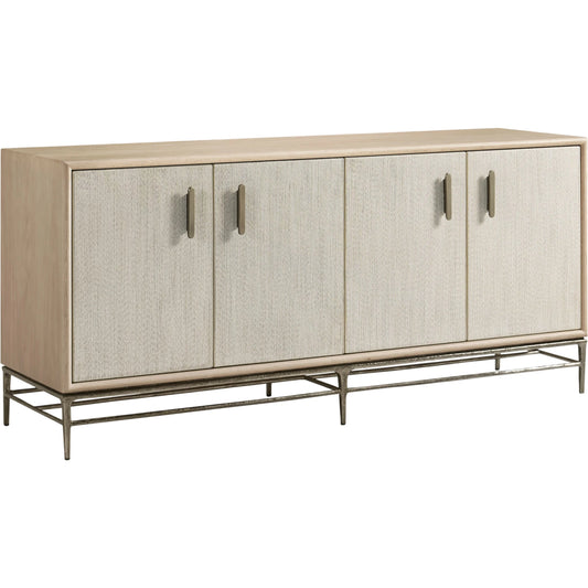 Clapotis Entertainment Console by Jonathan Charles in whitewash cord. Made from main rope in a unique style.