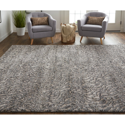 Vancouver Transitional Rug - 39FJF by Feizy in gray, taupe, ivory. Made from 74% polypropylene frieze, 26% high bulk polyester in a unique style.