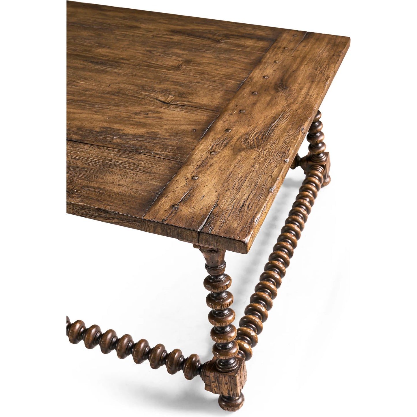 007 SI-2462644 | Closeup | Tamarisk Cocktail Table by Jonathan Charles in medium spain walnut. Made from acacia in a traditional style.