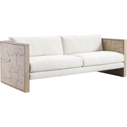 Madura Outdoor Sofa Sea Oat by Bernhardt in white. Made from fabric, wood in a unique style.