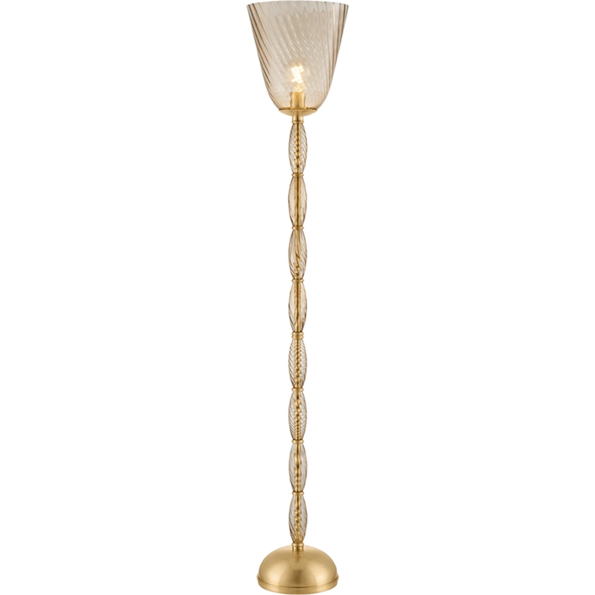 Bleecker Floor Lamp by Hudson Valley in aged brass. Made from glass in a unique style.