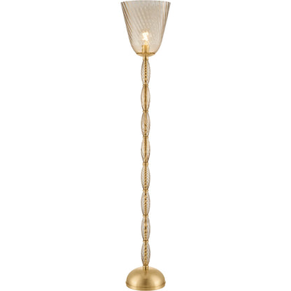 Bleecker Floor Lamp by Hudson Valley in aged brass. Made from glass in a unique style.