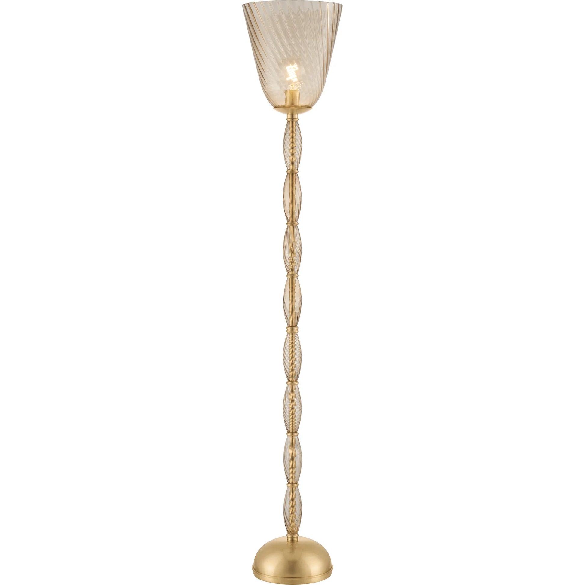Bleecker Floor Lamp by Hudson Valley in aged brass. Made from glass in a unique style.