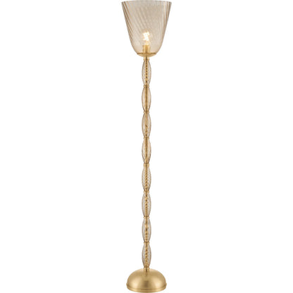 Bleecker Floor Lamp by Hudson Valley in aged brass. Made from glass in a unique style.