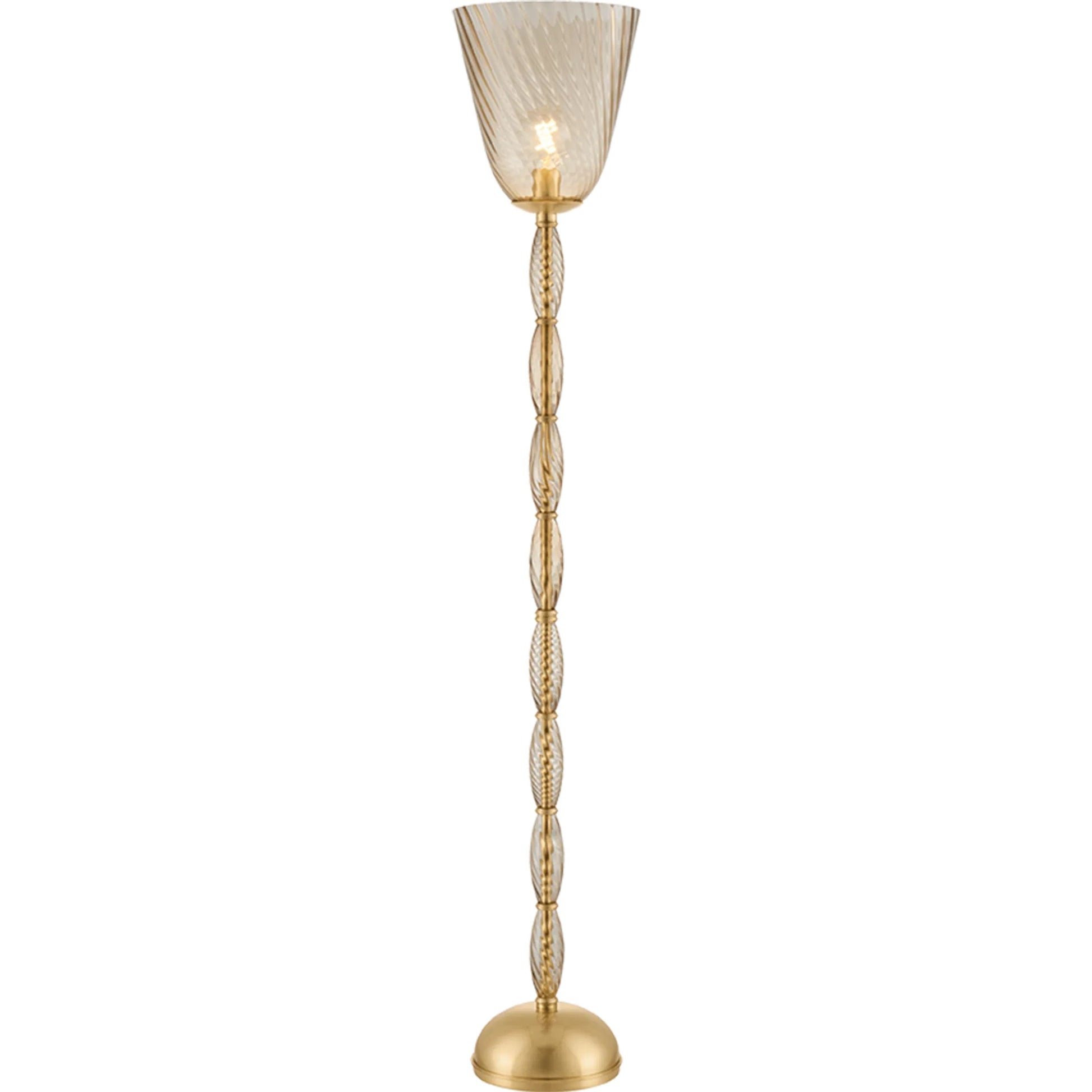 Bleecker Floor Lamp by Hudson Valley in aged brass. Made from glass in a unique style.